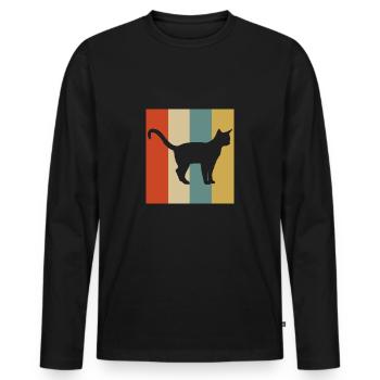 Chat Abyssinier Chat Abyssinier Cadeau - T-shirt manches longues Premium bio Homme - noir - Devant - Nico (187cm)