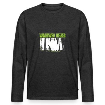 Lustig Biker Waldweg Heizer MTB BMX Geschenk Shirt - Männer Premium Bio Langarmshirt - Anthrazit meliert - Vorne - Nico (187cm)