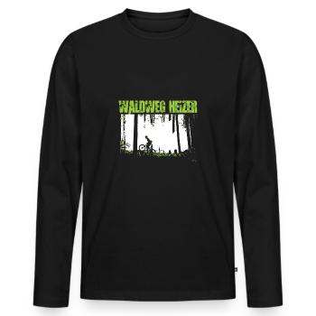 Lustig Biker Waldweg Heizer MTB BMX Geschenk Shirt - Männer Premium Bio Langarmshirt - Schwarz - Vorne - Nico (187cm)