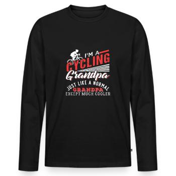 Cool Cycling Grandpa - Men's Premium Organic Long Sleeve Shirt - black - Front - Nico (187cm)