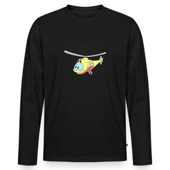 Hélicoptère avec visage - T-shirt manches longues Premium bio Homme - noir - Devant - Nico (187cm)