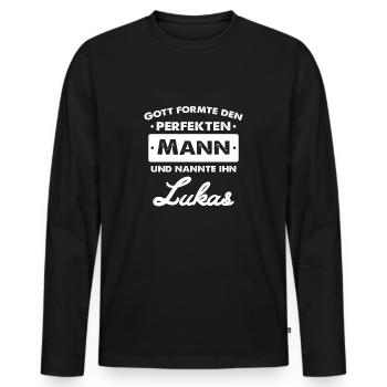 Lukas - T-shirt manches longues Premium bio Homme - noir - Devant - Nico (187cm)
