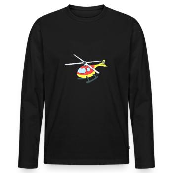 Helicopter - Men's Premium Organic Long Sleeve Shirt - black - Front - Nico (187cm)