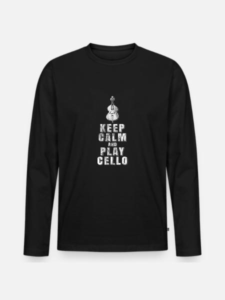 playing cello - Men's Premium Organic Long Sleeve Shirt - black
