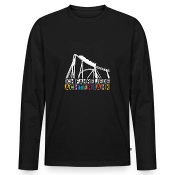 Achterbahn Lustig T-Shirt Geschenk Vergnügungspark - Männer Premium Bio Langarmshirt - Schwarz - Vorne - Nico (187cm)