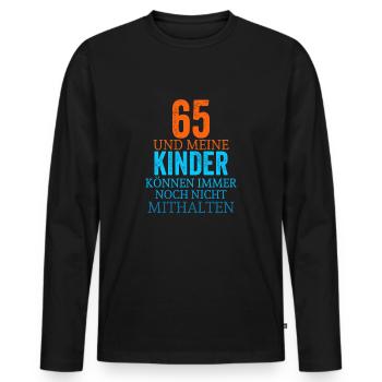 65th birthday - Men's Premium Organic Long Sleeve Shirt - black - Front - Nico (187cm)