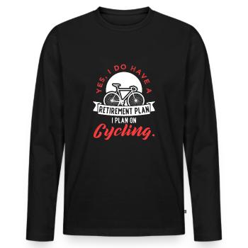Plan de retraite à vélo - T-shirt manches longues Premium bio Homme - noir - Devant - Nico (187cm)