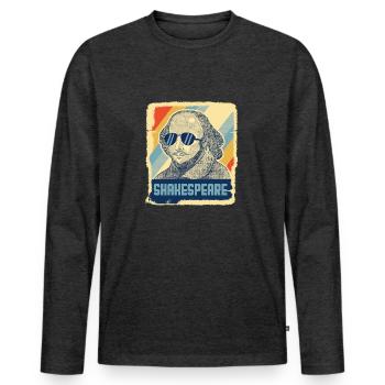 Shakespeare Literature Hamlet Retro Gift - Men's Premium Organic Long Sleeve Shirt - heather anthracite - Front - Nico (187cm)