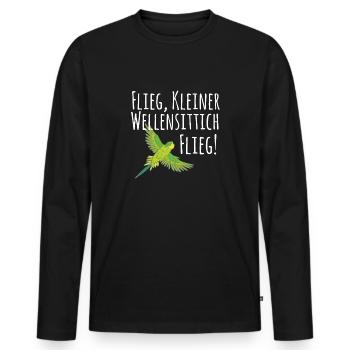 Fly little budgie gift bird friend - Men's Premium Organic Long Sleeve Shirt - black - Front - Nico (187cm)