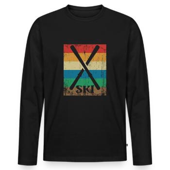 Ski Winter Mountains Apres Ski - Men's Premium Organic Long Sleeve Shirt - black - Front - Nico (187cm)