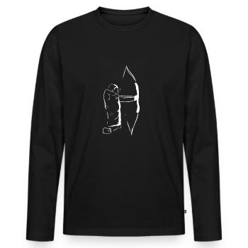 Archer Recurve Archery Arrow Bow - Men's Premium Organic Long Sleeve Shirt - black - Front - Nico (187cm)