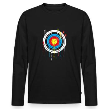Zielscheibe Bogenschießen Compound Recurvebogen - Männer Premium Bio Langarmshirt - Schwarz - Vorne - Nico (187cm)