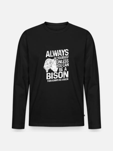 Bison animal - Men's Premium Organic Long Sleeve Shirt - black