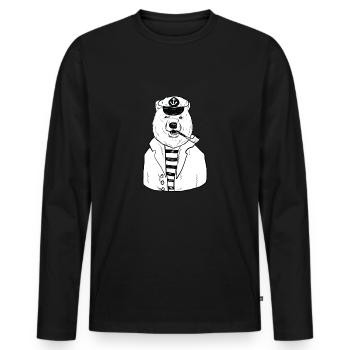 Marin, marin, capitaine, marin, marin - T-shirt manches longues Premium bio Homme - noir - Devant - Nico (187cm)