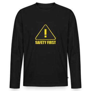 Panneau d'avertissement de sécurité, point d'exclamation - T-shirt manches longues Premium bio Homme - noir - Devant - Nico (187cm)