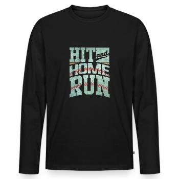Baseball hit home - Men's Premium Organic Long Sleeve Shirt - black - Front - Nico (187cm)