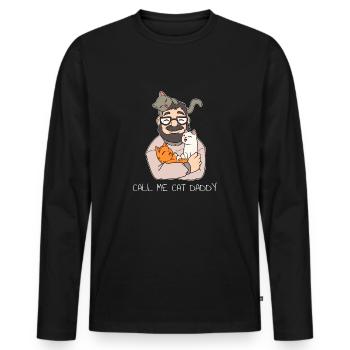 Call me Cats Daddy Kitty Daddy cuddle gift - Men's Premium Organic Long Sleeve Shirt - black - Front - Nico (187cm)