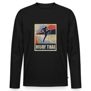 Muay Thai Thai Boxing Gift Fighting Retro - Men's Premium Organic Long Sleeve Shirt - black - Front - Nico (187cm)