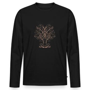 Arbre de Vie Méditation Nature Calme Cadeau Intérieur - T-shirt manches longues Premium bio Homme - noir - Devant - Nico (187cm)