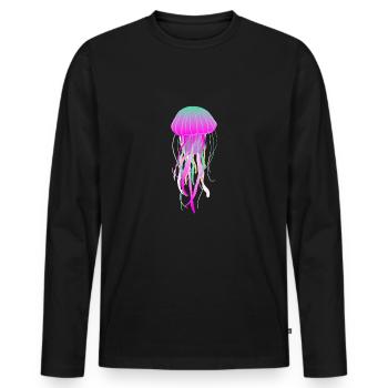Qualle Quallen Geschenk - Männer Premium Bio Langarmshirt - Schwarz - Vorne - Nico (187cm)