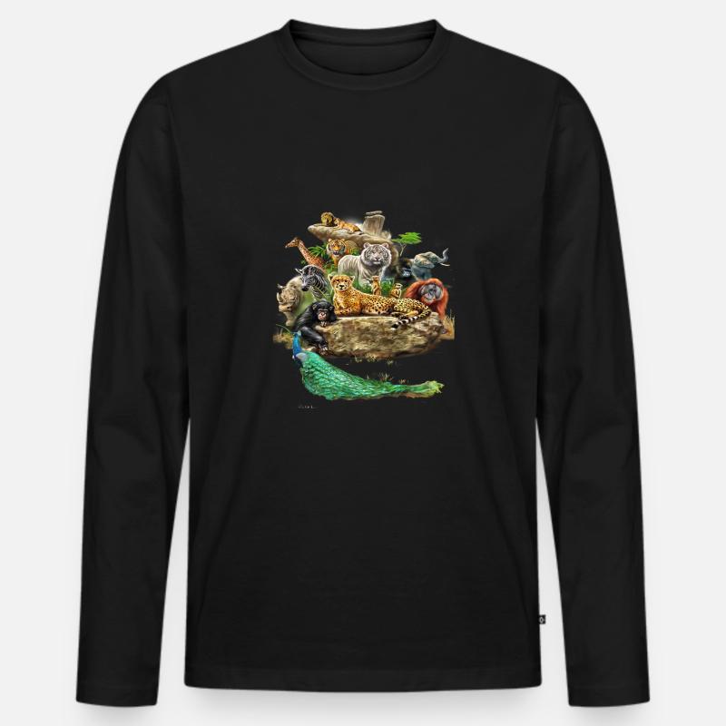 Die wunderschöne Tierwelt - Männer Premium Bio Langarmshirt - Schwarz