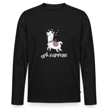 Spitha arrive Lama Alpaga Alpaga Llama - T-shirt manches longues Premium bio Homme - noir - Devant - Nico (187cm)