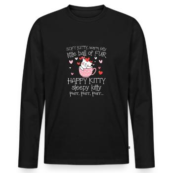 Soft Kitty Warm Kitty Happy Kitty Cute Miezi - Men's Premium Organic Long Sleeve Shirt - black - Front - Nico (187cm)