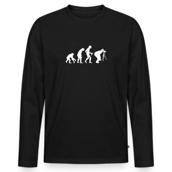 Chemise photographe photographe cadeau Evolution drôle - T-shirt manches longues Premium bio Homme - noir - Devant - Nico (187cm)