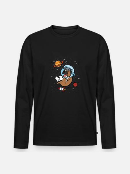 German boxer dog astronaut space gift - Men's Premium Organic Long Sleeve Shirt - black