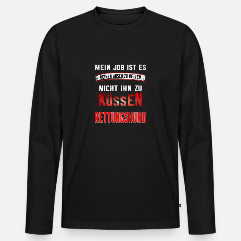 Rettungshunde Design - Männer Premium Bio Langarmshirt - Schwarz
