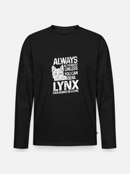 Luchs Tier - Männer Premium Bio Langarmshirt - Schwarz