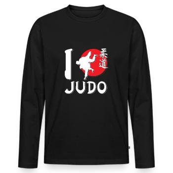 Judokämpfer lieben Kampfkünste - Männer Premium Bio Langarmshirt - Schwarz - Vorne - Nico (187cm)
