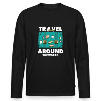 Reise Weltreisender Explorer - Männer Premium Bio Langarmshirt - Schwarz - Vorne - Nico (187cm)