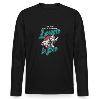 Judo fight hour - Men's Premium Organic Long Sleeve Shirt - black - Front - Nico (187cm)