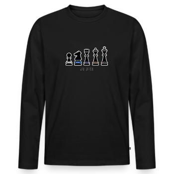 Cadeau d'échecs cadeau joueur d'échecs Jiu Jitsu - T-shirt manches longues Premium bio Homme - noir - Devant - Nico (187cm)