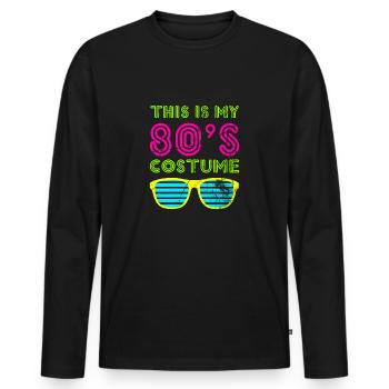 This Is My 80s Costume T-Shirt Retro Vintage Neon - Männer Premium Bio Langarmshirt - Schwarz - Vorne - Nico (187cm)