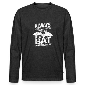Chauves-souris mammifères nocturnes - T-shirt manches longues Premium bio Homme - anthracite chiné - Devant - Nico (187cm)