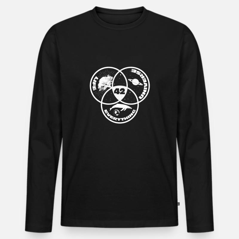 42 Is The Answer Universium Life Everything Shirta - Männer Premium Bio Langarmshirt - Schwarz