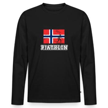 Biathlon Norwegen - Männer Premium Bio Langarmshirt - Schwarz - Vorne - Nico (187cm)