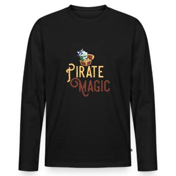 Pirate magical unicorn gold gift - Men's Premium Organic Long Sleeve Shirt - black - Front - Nico (187cm)