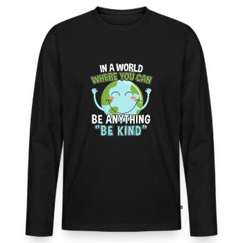 World Peace Peace Peace Movement Gift - Men's Premium Organic Long Sleeve Shirt - black - Front - Nico (187cm)