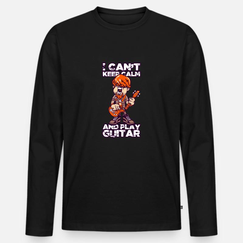 I Can't Keep Calm And Play Guitar Musik Geschenk - Männer Premium Bio Langarmshirt - Schwarz