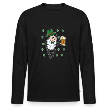 St. Patricks Day Leprechaun Schaf Schäfer Hirte - Männer Premium Bio Langarmshirt - Schwarz - Vorne - Nico (187cm)