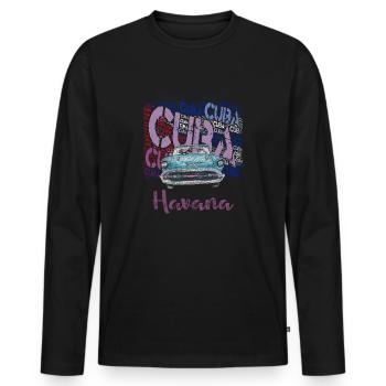 Havana Cuba Souvenir Geschenk T-Shirt - Männer Premium Bio Langarmshirt - Schwarz - Vorne - Nico (187cm)