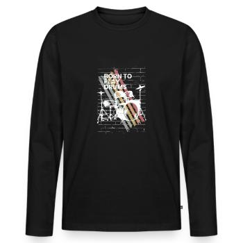 Batterie Cadeau Batteur Percussions - T-shirt manches longues Premium bio Homme - noir - Devant - Nico (187cm)