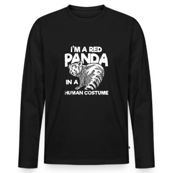 Cadeau animal panda rouge - T-shirt manches longues Premium bio Homme - noir - Devant - Nico (187cm)