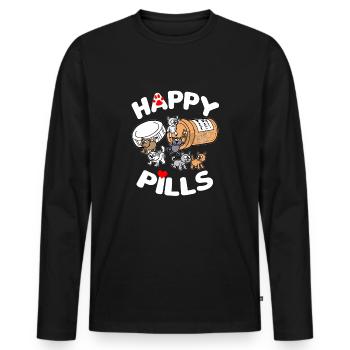 HAPPY PILLS Chats Chat amour cadeau chat - T-shirt manches longues Premium bio Homme - noir - Devant - Nico (187cm)