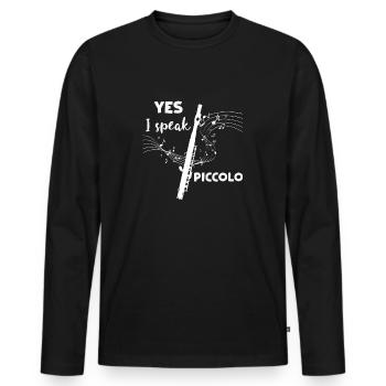 Piccolo - Piccolo T-Shirt - Piccoloist - Noten - Männer Premium Bio Langarmshirt - Schwarz - Vorne - Nico (187cm)