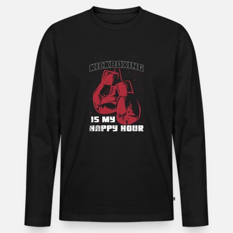 Kickboxen Happy Hour - Männer Premium Bio Langarmshirt - Schwarz