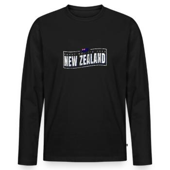 Neuseeland - Männer Premium Bio Langarmshirt - Schwarz - Vorne - Nico (187cm)